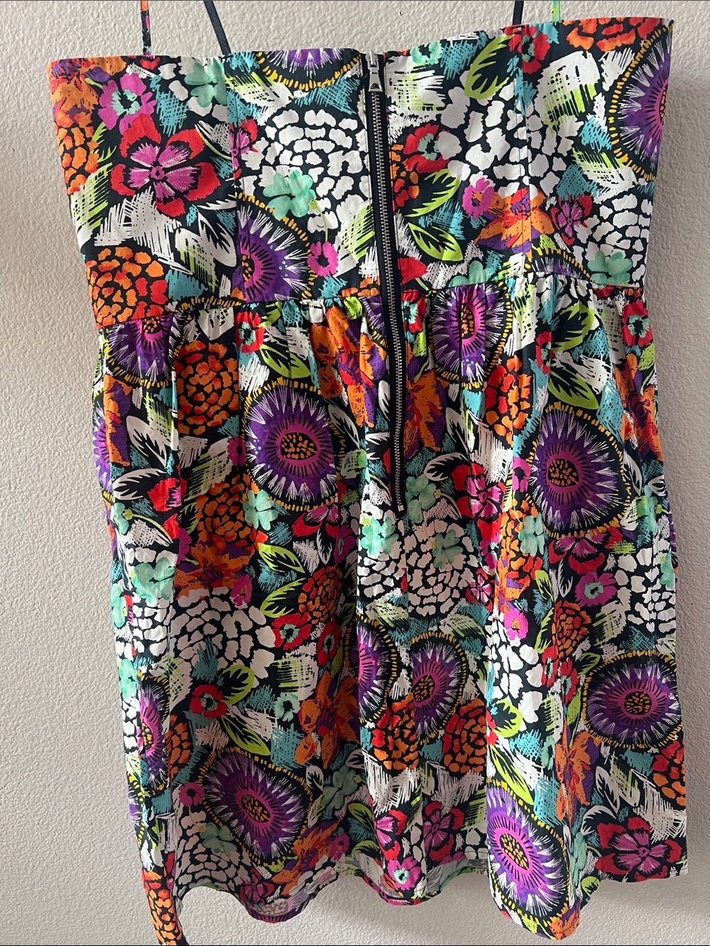 Moda International Black Floral Print Cotton Dress with Multicolor Blooms - Picture 6 of 9